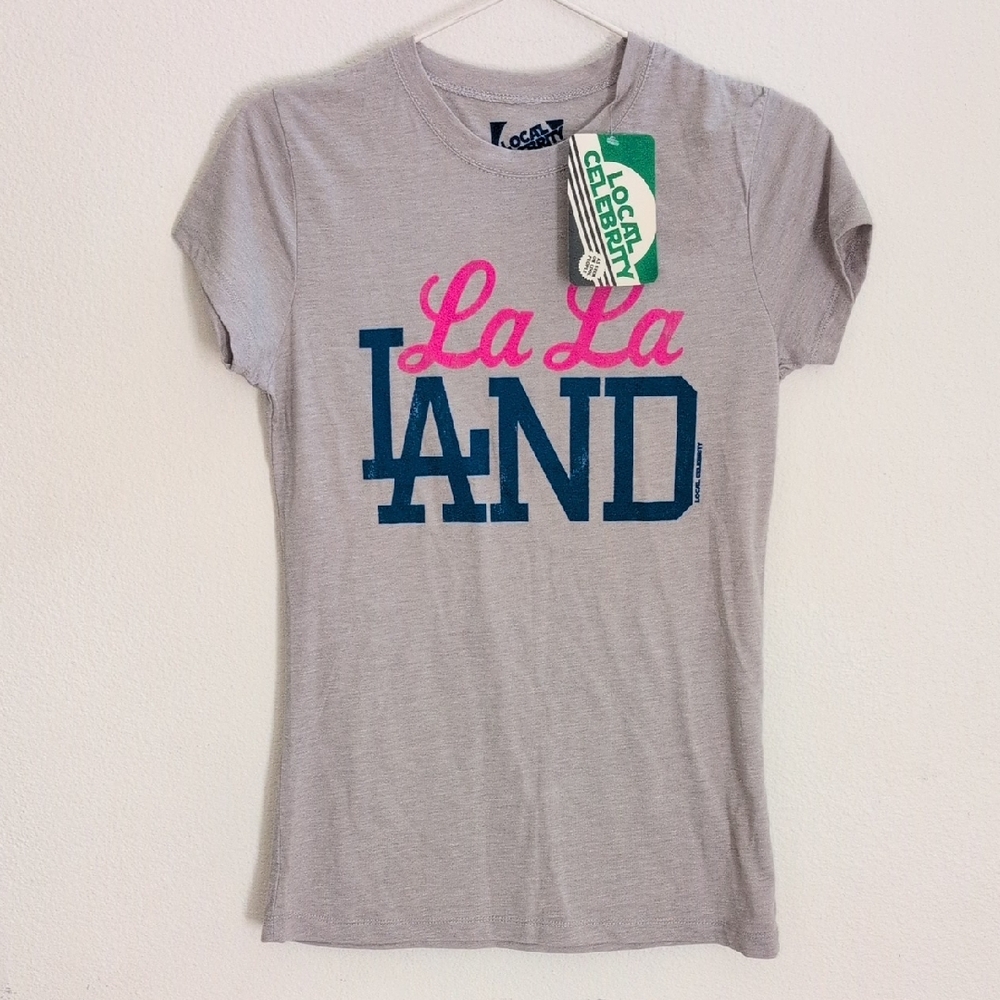 Local Celebrity Gray "La La Land" Graphic Tee - Pink & Blue